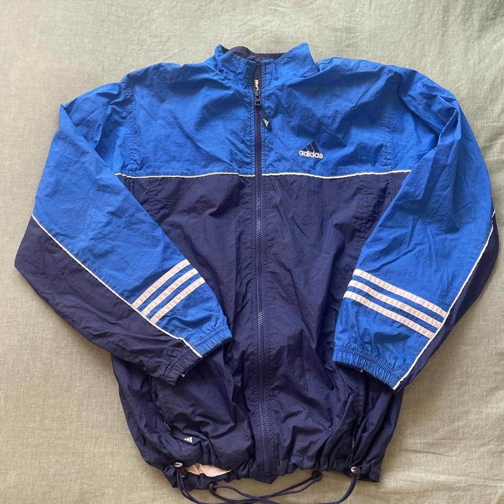 Vintage, Blue/Navy Adidas Windbreaker (Medium)